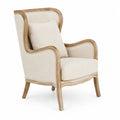 Fauteuil en bois et lin Beige 100x80x90 cm