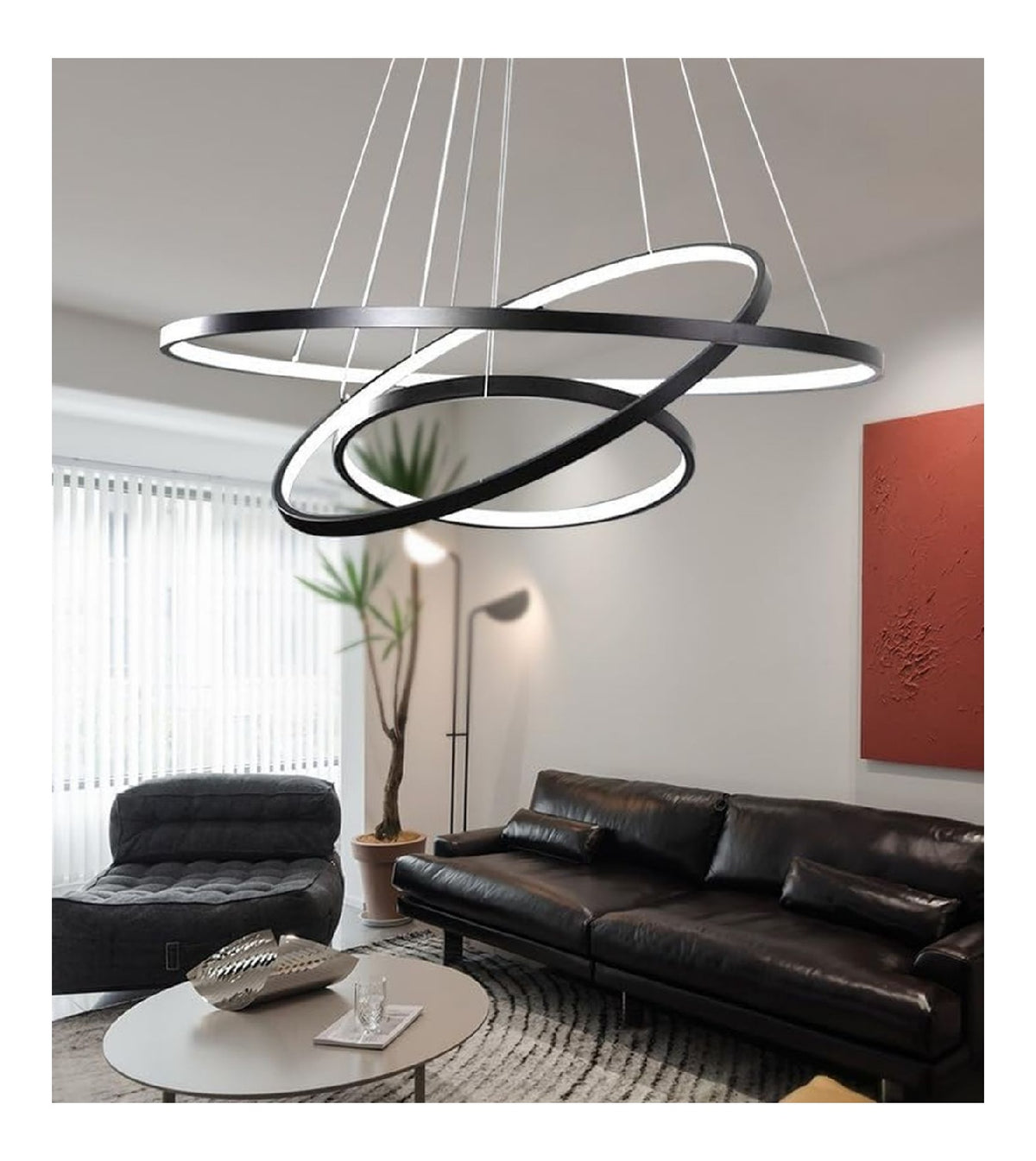 Suspension Noir et Blanc a presence elegante et lumiere agreable 115W 3000 K