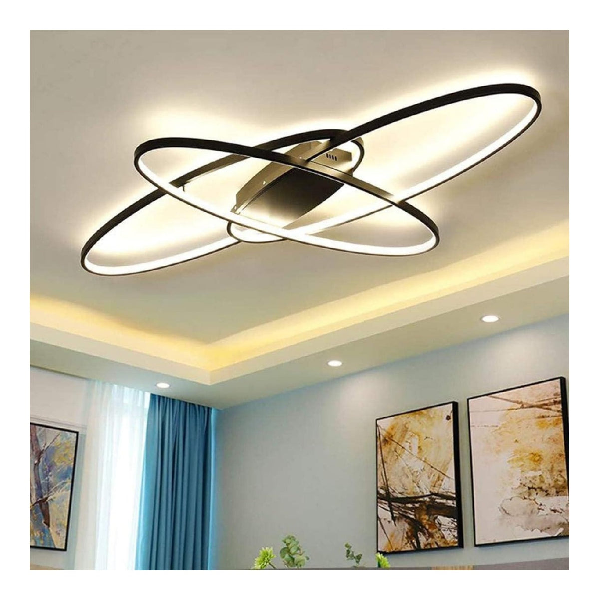 Solution lumineuse Noir et Blanc au dessin sobre en format lustre 36W 3000K