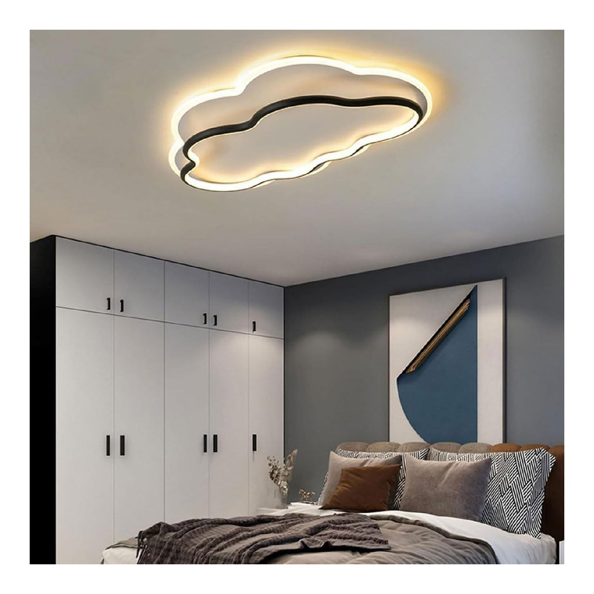 Eclairage Noir et Blanc contemporain en version lustre 26W 6000K