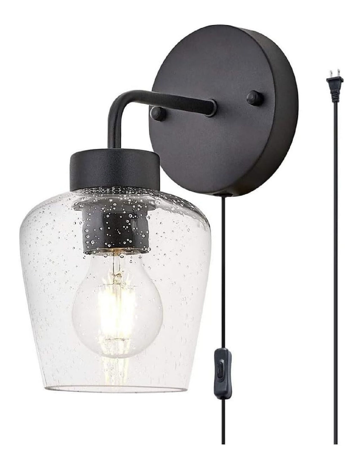 Applique murale Noir et Transparent a presence elegante et lumiere agreable E27