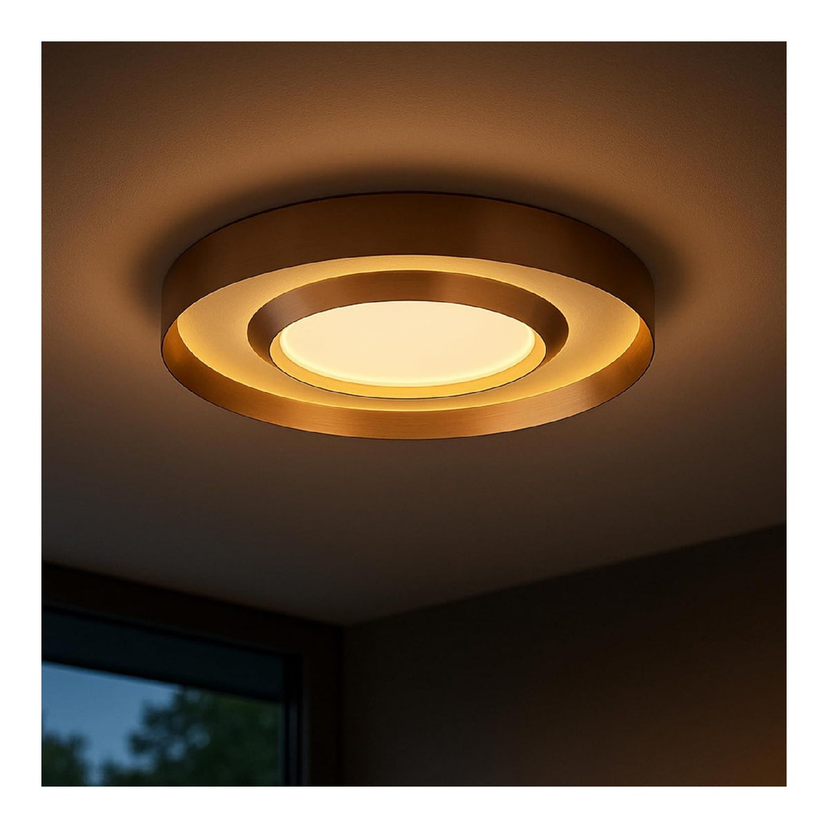 Plafonnier decoratif Dore et Vert avec diffusion lumineuse harmonieuse