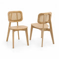 Lot de 2 chaises en bois et rotin