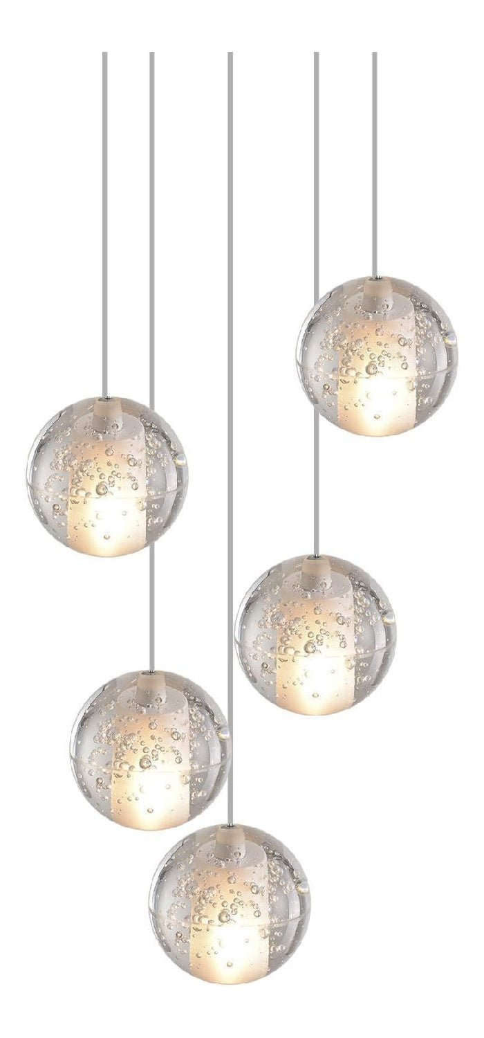 Suspension Ambre et Transparent aux lignes epurees avec eclairage confortable