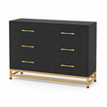 Commode en bois noire avec pieds en m¨¦tal dor¨¦ ¨¤ 6 tiroirs