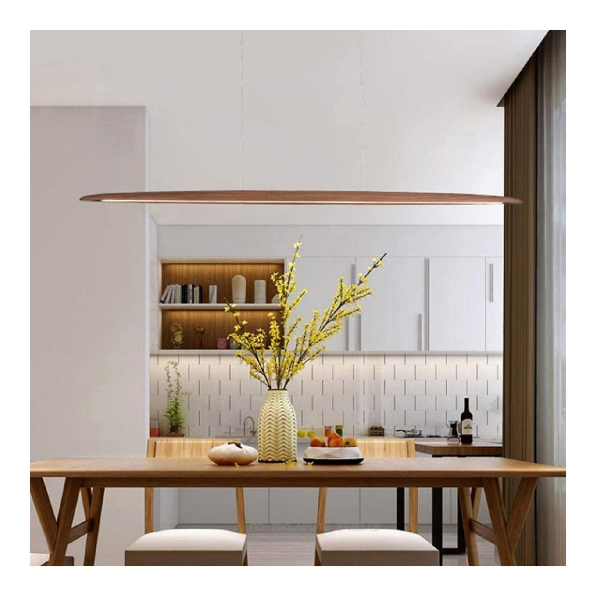 Luminaire Noir et Ambre a silhouette graphique de type suspension 36W