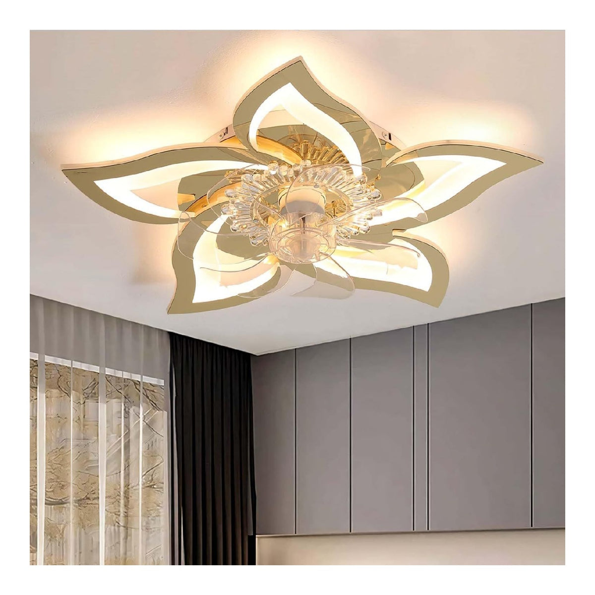 Eclairage Blanc et Dore contemporain en version lustre