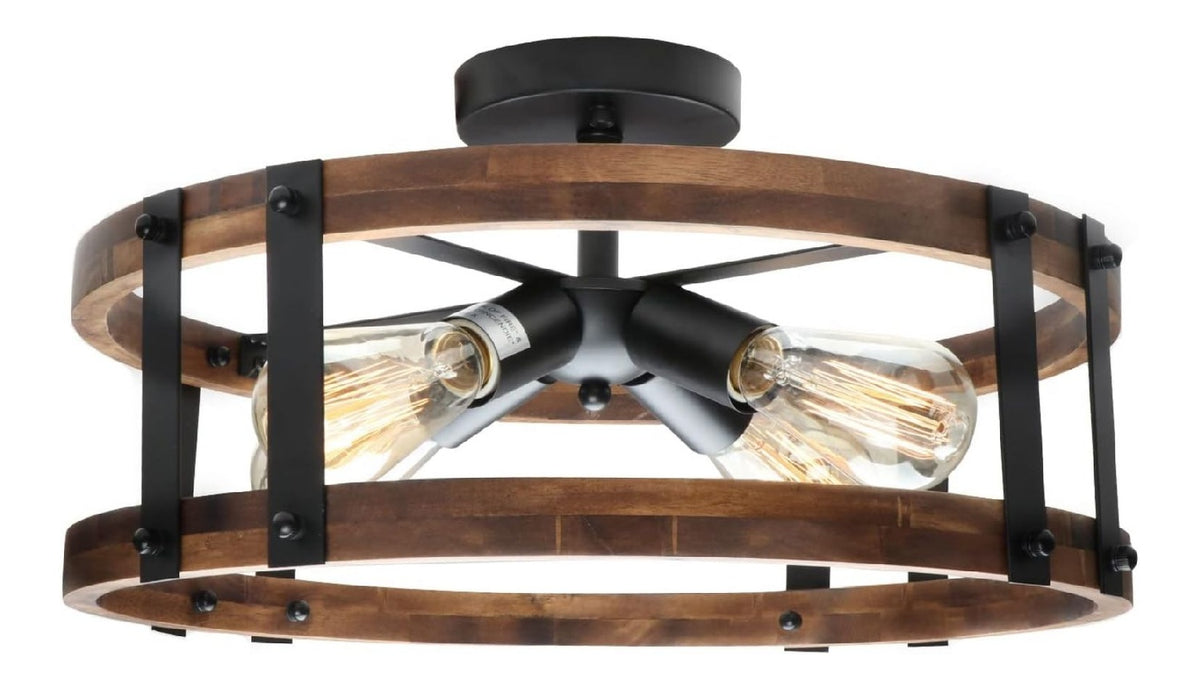Lustre Noir et Ambre aux lignes epurees avec eclairage confortable 60 W E27