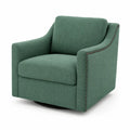 Fauteuil pivotant en tissu vert avec accoudoirs et clous d¨¦coratifs