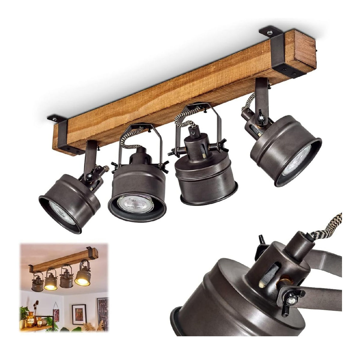 Eclairage Noir et Gris contemporain en version spot de plafond IP20 GU10