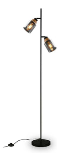Lampadaire Noir et Ambre aux lignes epurees avec eclairage confortable E27 RGK-973