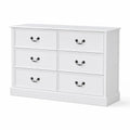 Commode ¨¤ 6 tiroirs en Bois Blanc avec Poign¨¦es M¨¦talliques