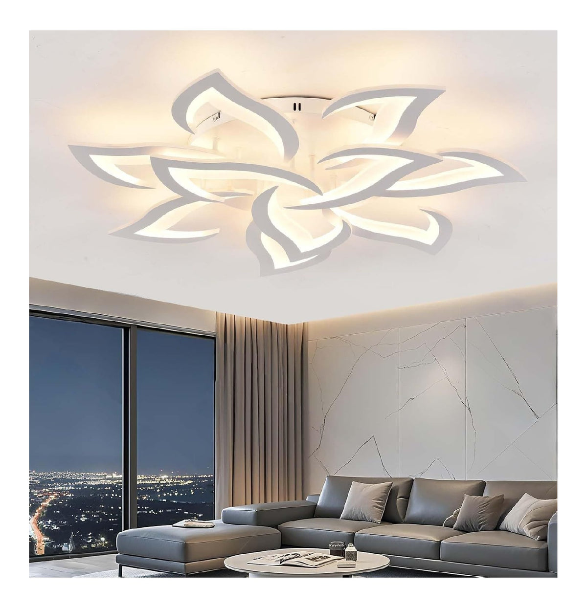 Lustre Blanc et Ambre au style moderne avec conception fonctionnelle 60W 6000K