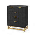 Commode en Bois Noir avec Pieds en M¨¦tal Dor¨¦