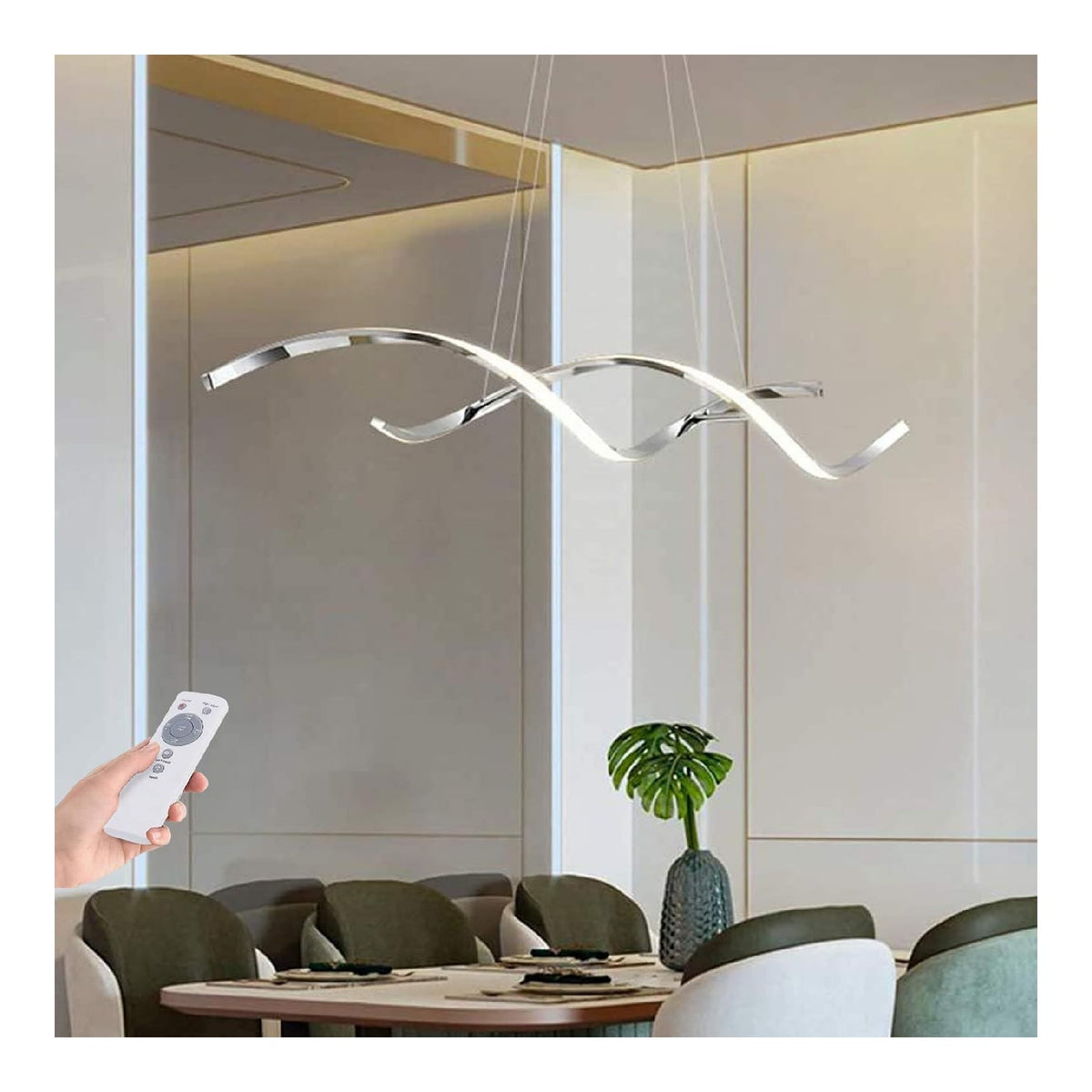 Suspension Blanc et Argente a presence elegante et lumiere agreable 45 W 3000K