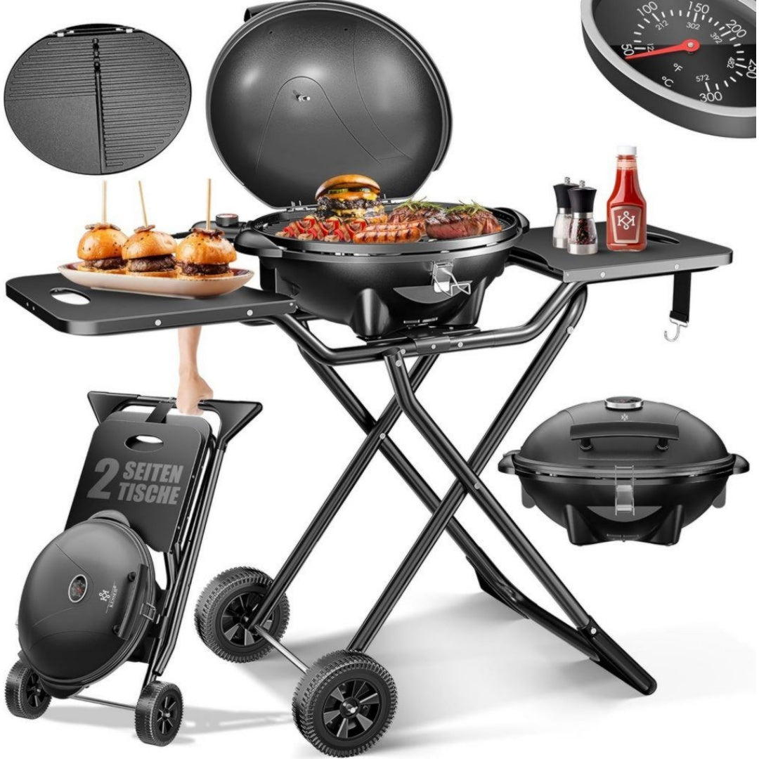 Kesser Gril electrique 2400 W Noir Revetement antiadhesif Compatible lave-vaisselle