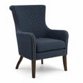 Fauteuil en tissu bleu avec pieds en bois