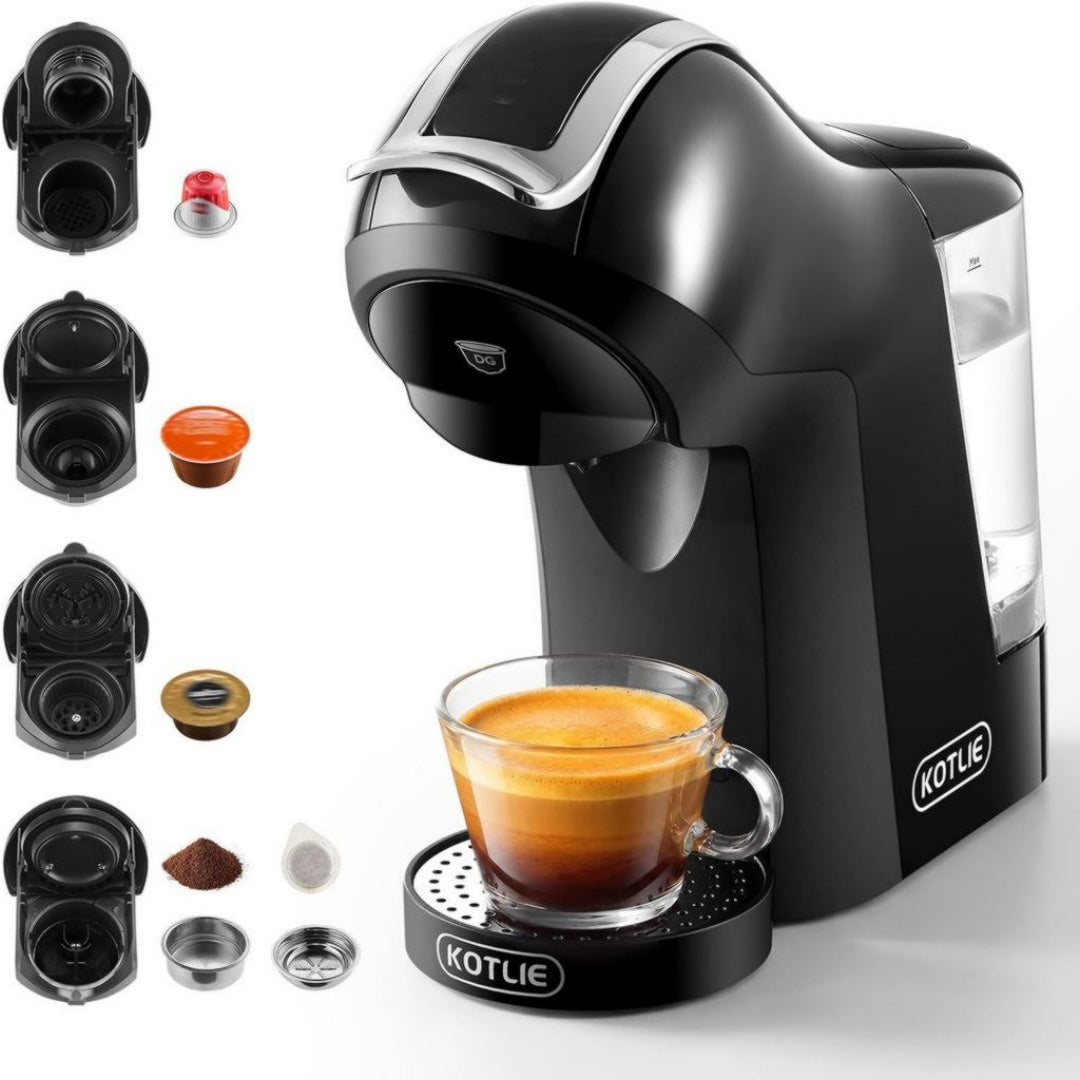Kotlie Machine a cafe a dosettes 1 L 1400 W Noir Compact Portable