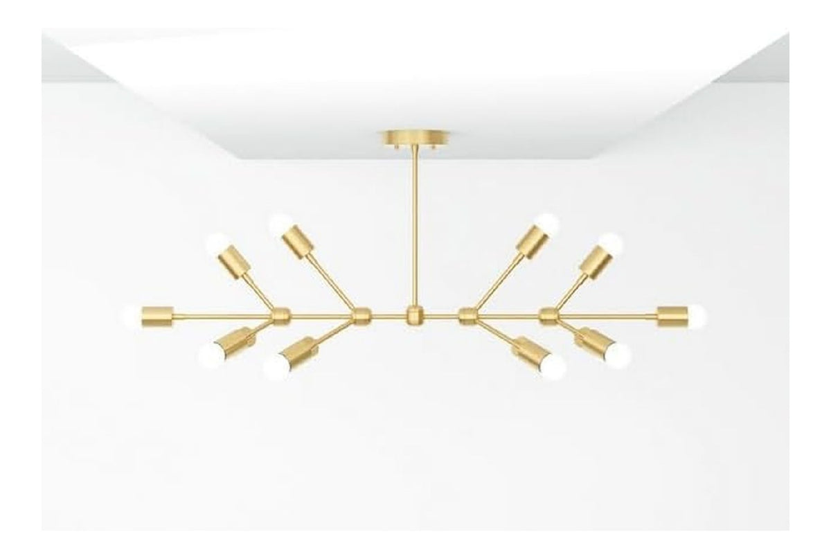 Lustre Ambre et Rouge aux lignes epurees avec eclairage confortable