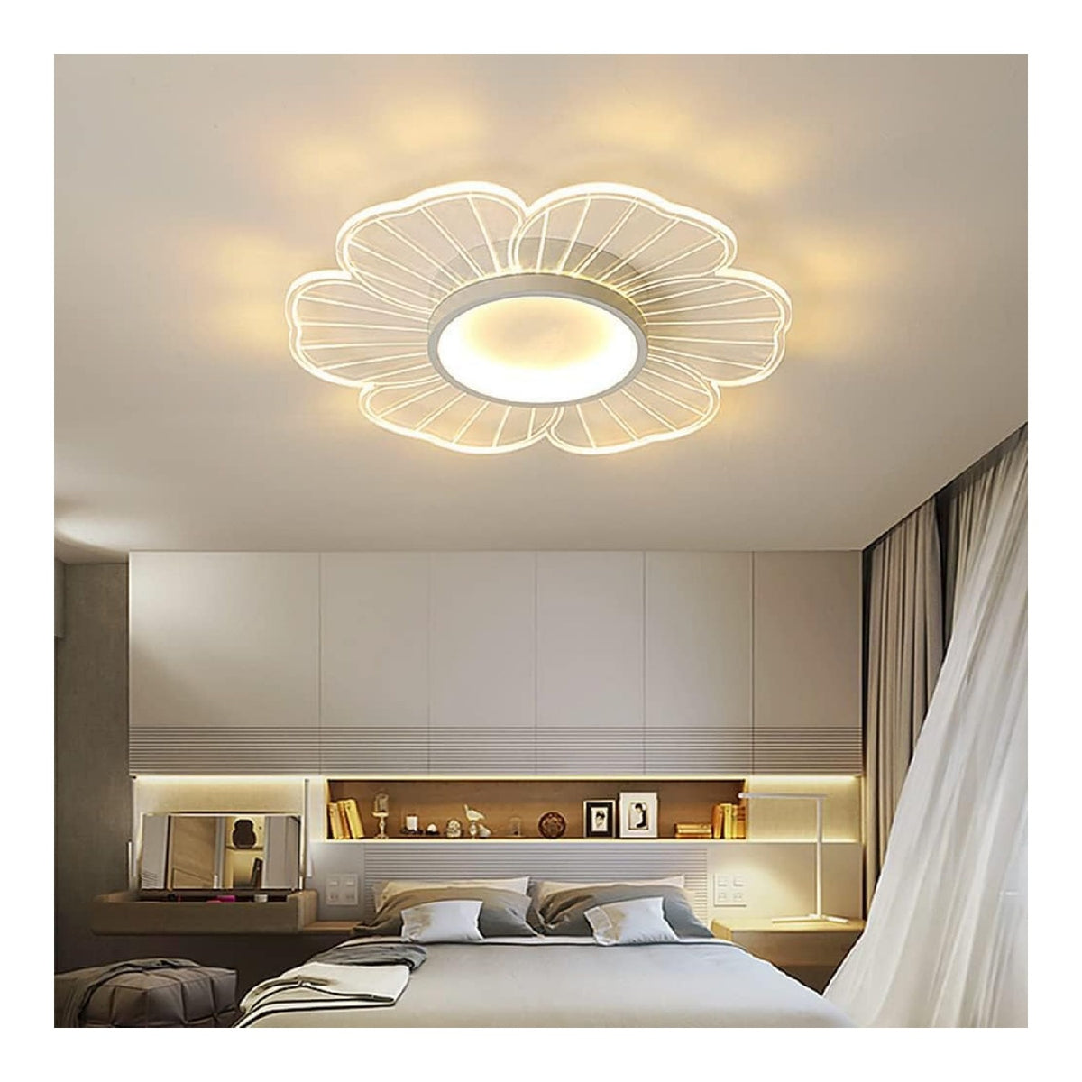 Plafonnier Blanc et Argente a presence elegante et lumiere agreable 3000K