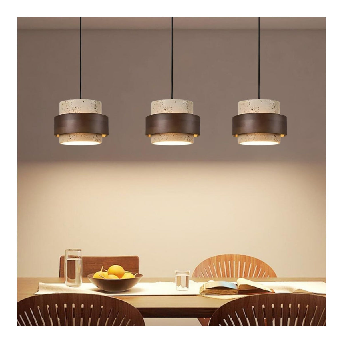 Solution lumineuse Ambre et Marron au dessin sobre en format suspension E27