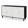 Buffet en bois massif Blanc et Noir 200x40x85 cm