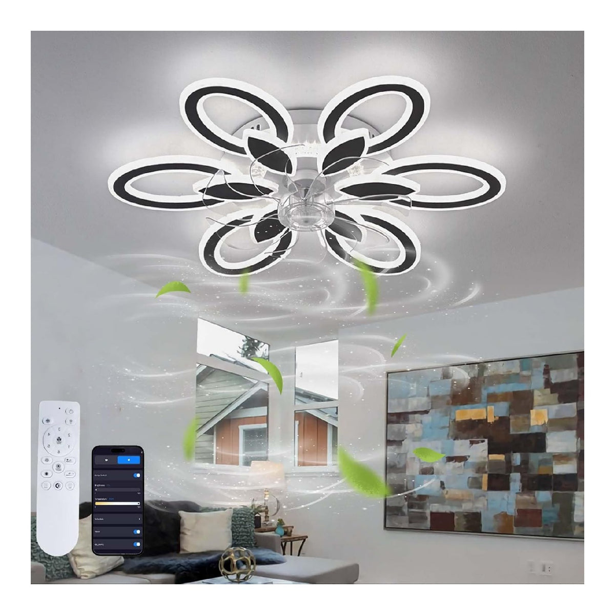 Luminaire Noir et Blanc a silhouette graphique de type lustre 78W