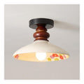 Plafonnier Blanc et Beige aux lignes epurees avec eclairage confortable 40 W E27