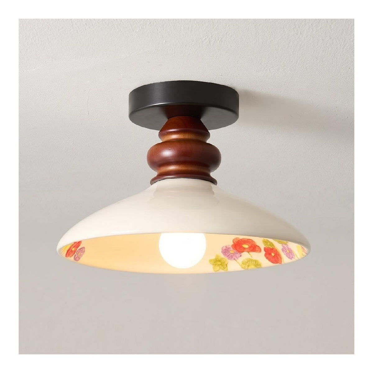 Plafonnier Blanc et Beige aux lignes epurees avec eclairage confortable 40 W E27