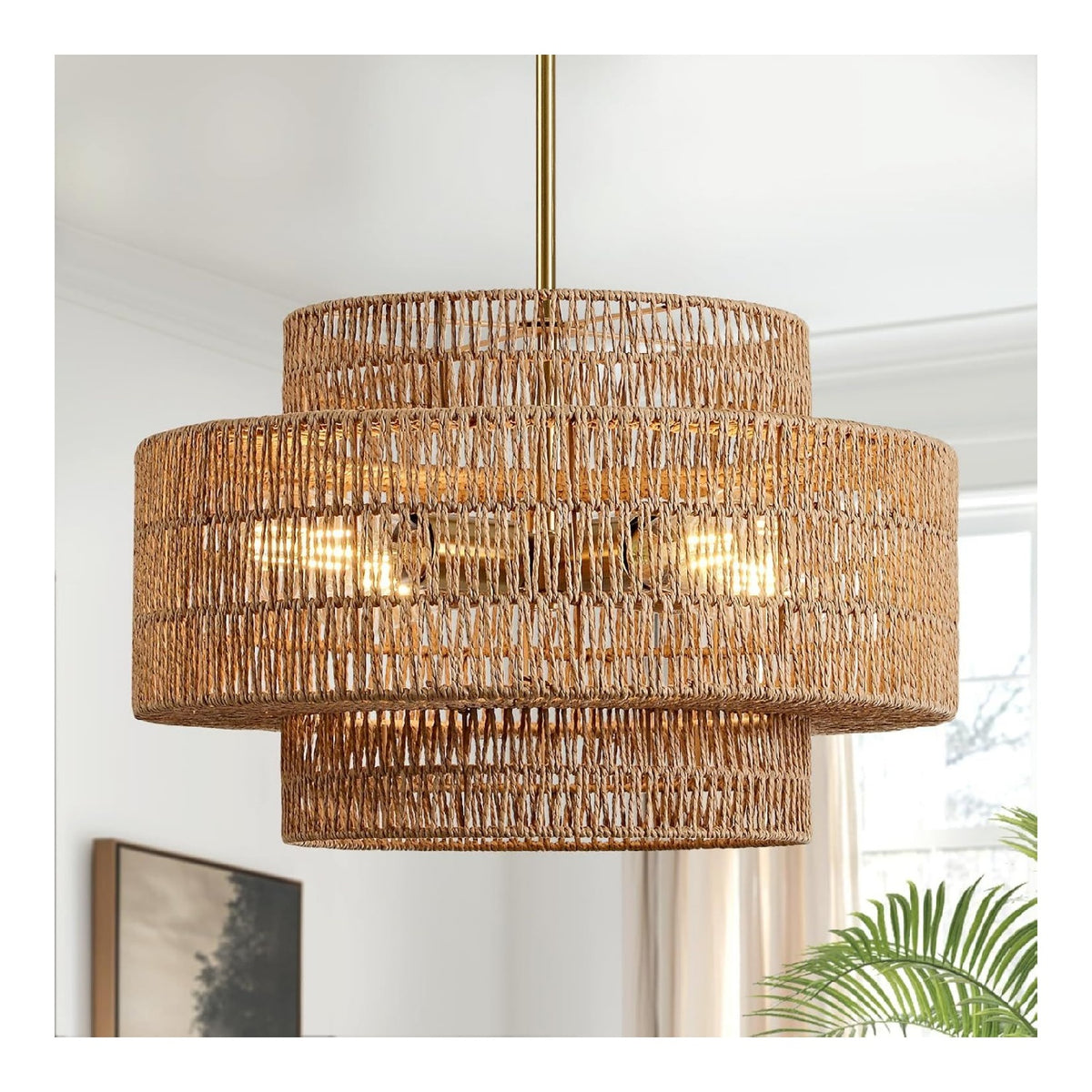 Lustre Ambre et Marron aux lignes epurees avec eclairage confortable