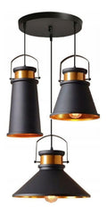Luminaire Noir et Dore a silhouette graphique de type suspension E27