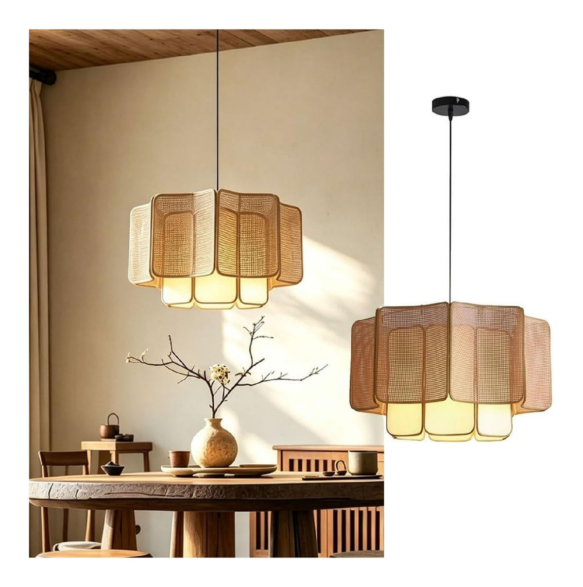 Solution lumineuse Ambre et Beige au dessin sobre en format suspension E27