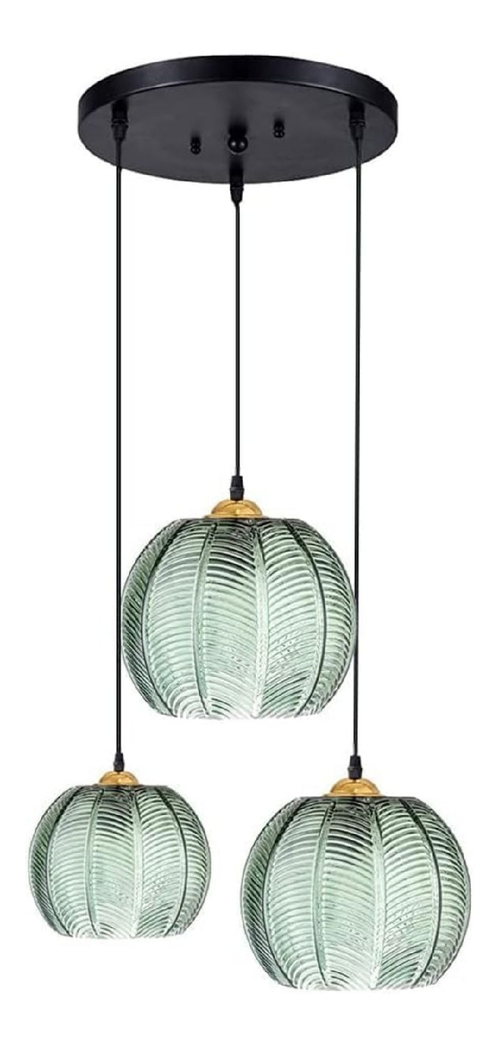Suspension Ambre et Vert a presence elegante et lumiere agreable E27 5D-6939