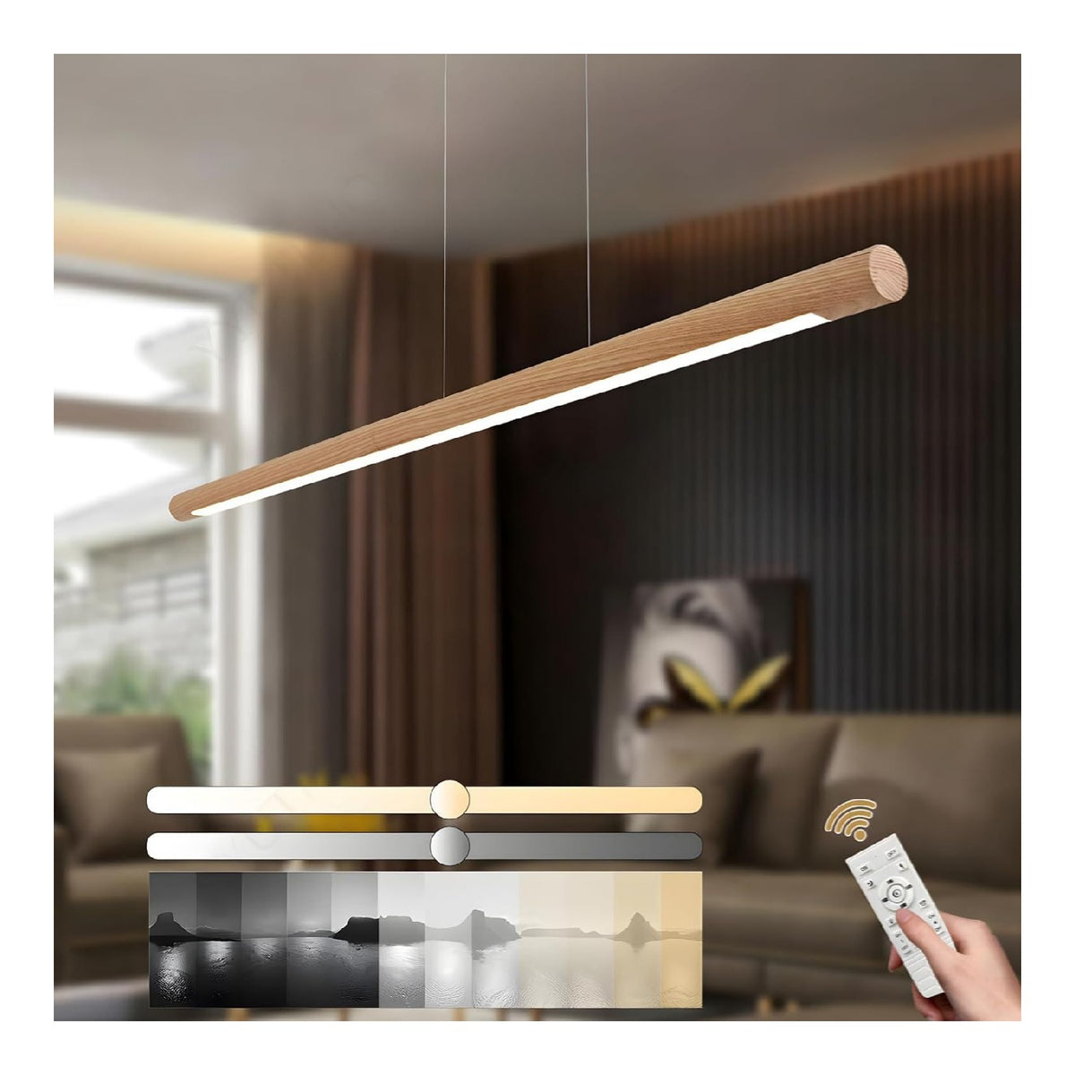 Suspension Ambre aux lignes epurees avec eclairage confortable 32W