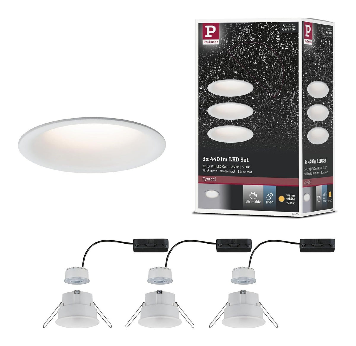 Luminaire Blanc et Rouge a silhouette graphique de type spot de plafond IP44 2700 K
