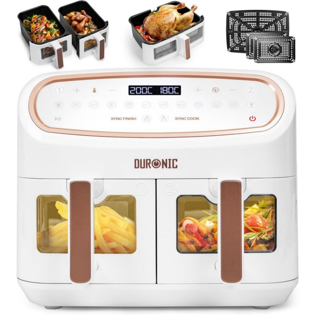 Duronic Friteuse sans huile 10 L 2400 W Noir Revetement antiadhesif Compatible lave-vaisselle