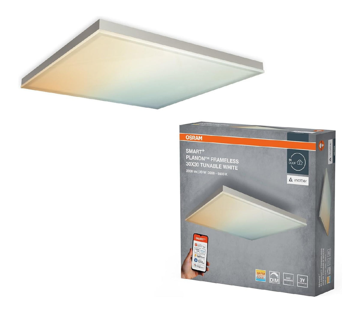 Plafonnier Blanc et Ambre au style moderne avec conception fonctionnelle 20W IP20 6500K
