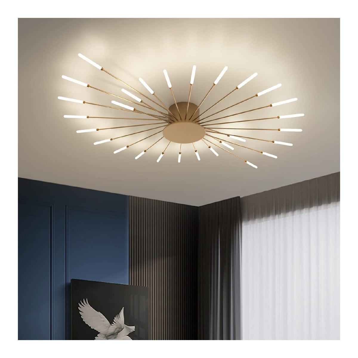 Lustre decoratif Ambre et Rouge avec diffusion lumineuse harmonieuse 42W 4000K