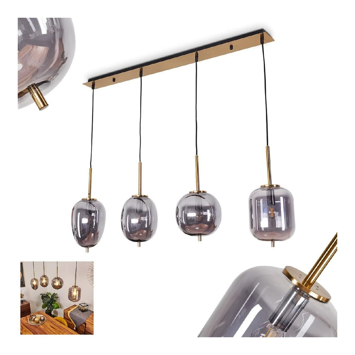 Suspension Ambre et Bleu a presence elegante et lumiere agreable IP20 E27