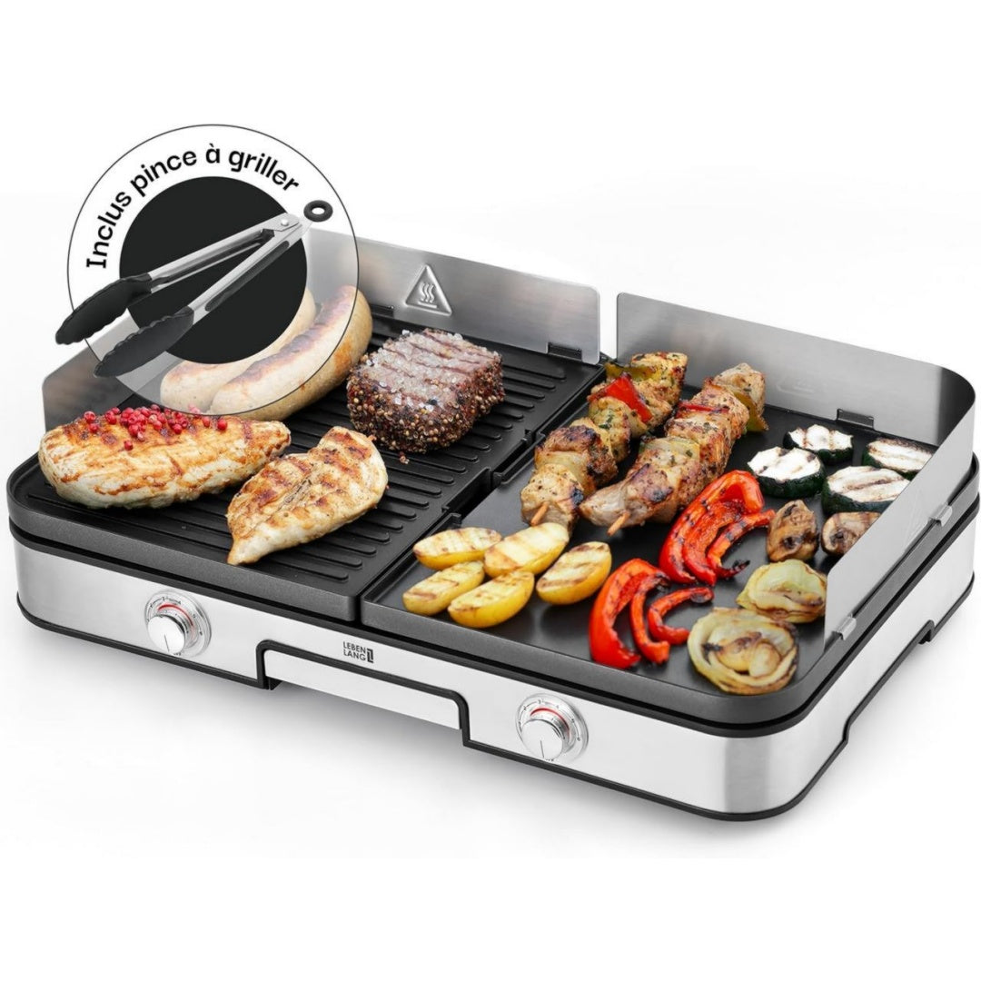 Lebenlang Plancha 2400 W Revetement antiadhesif Compatible lave-vaisselle