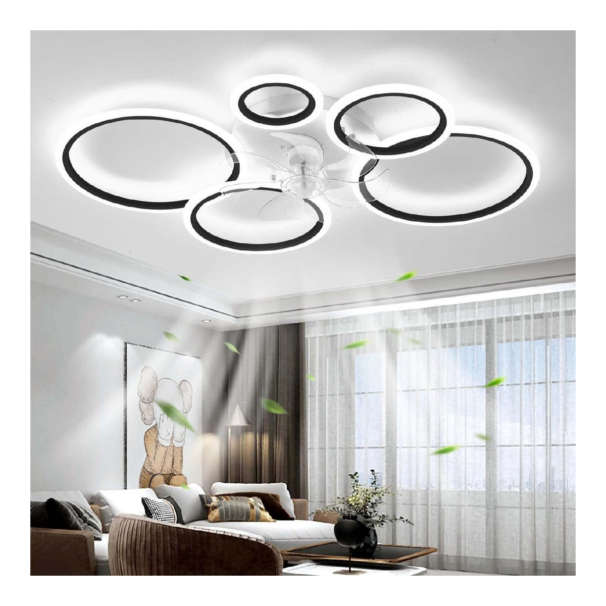 Plafonnier Noir et Blanc a presence elegante et lumiere agreable 72W