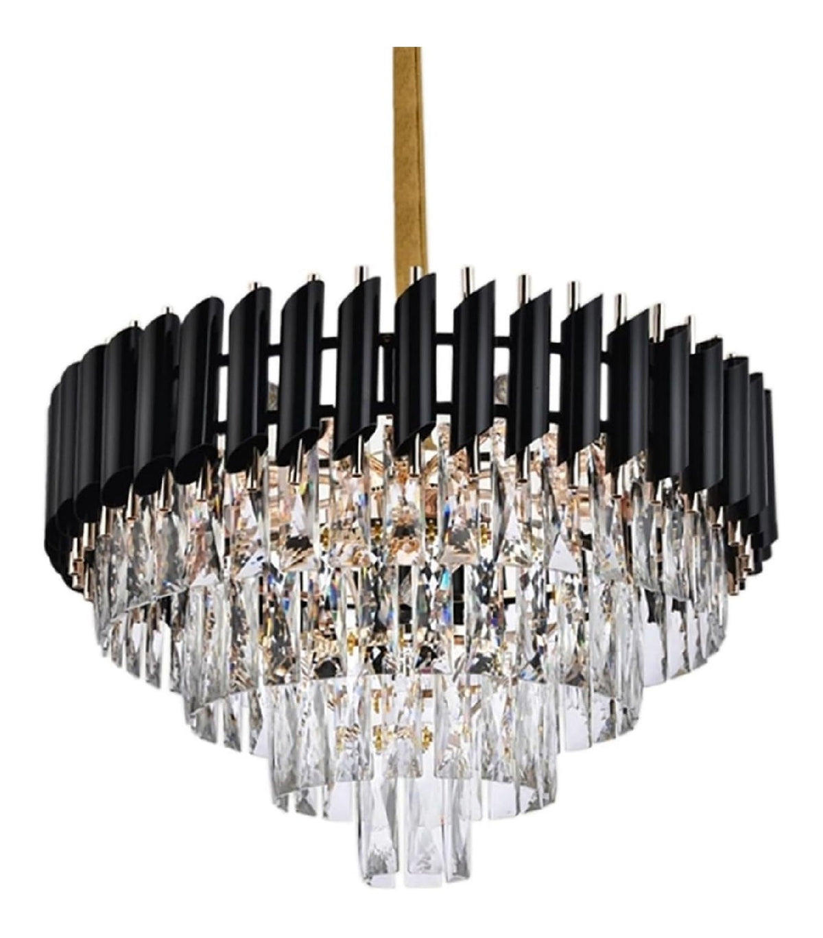 Luminaire Noir et Dore a silhouette graphique de type lustre E14