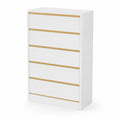 Commode 5 tiroirs en MDF Blanc et Bois