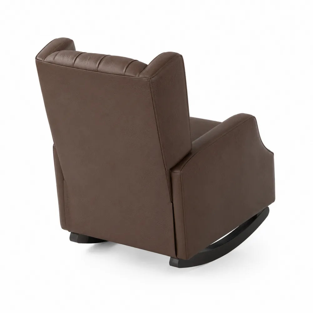 Fauteuil ¨¤ bascule en cuir synth¨¦tique Marron