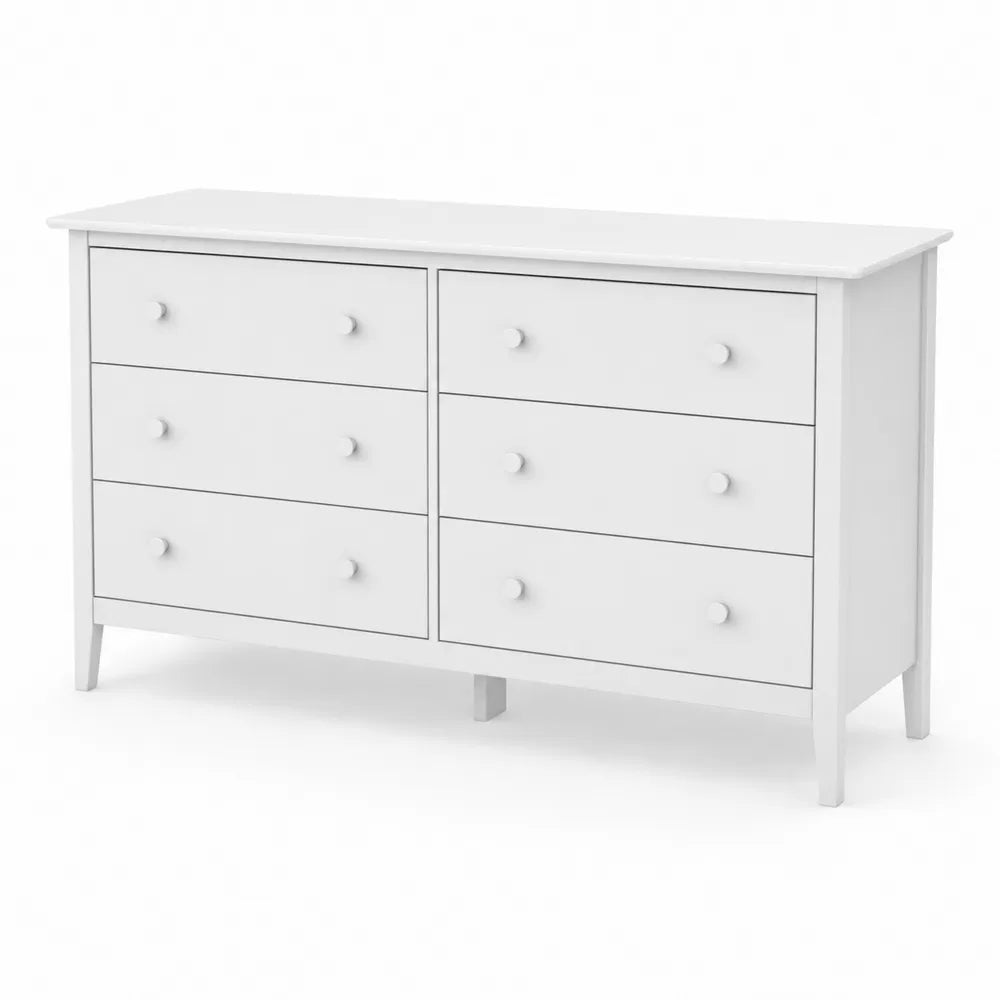 Commode en bois blanc avec 6 tiroirs