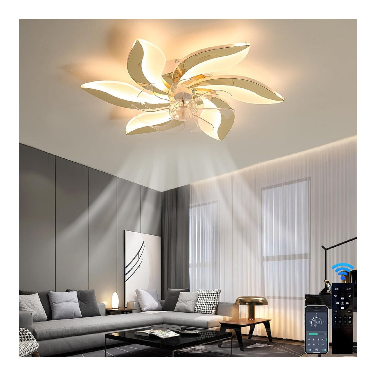 Solution lumineuse Blanc et Dore au dessin sobre en format lustre 72 W
