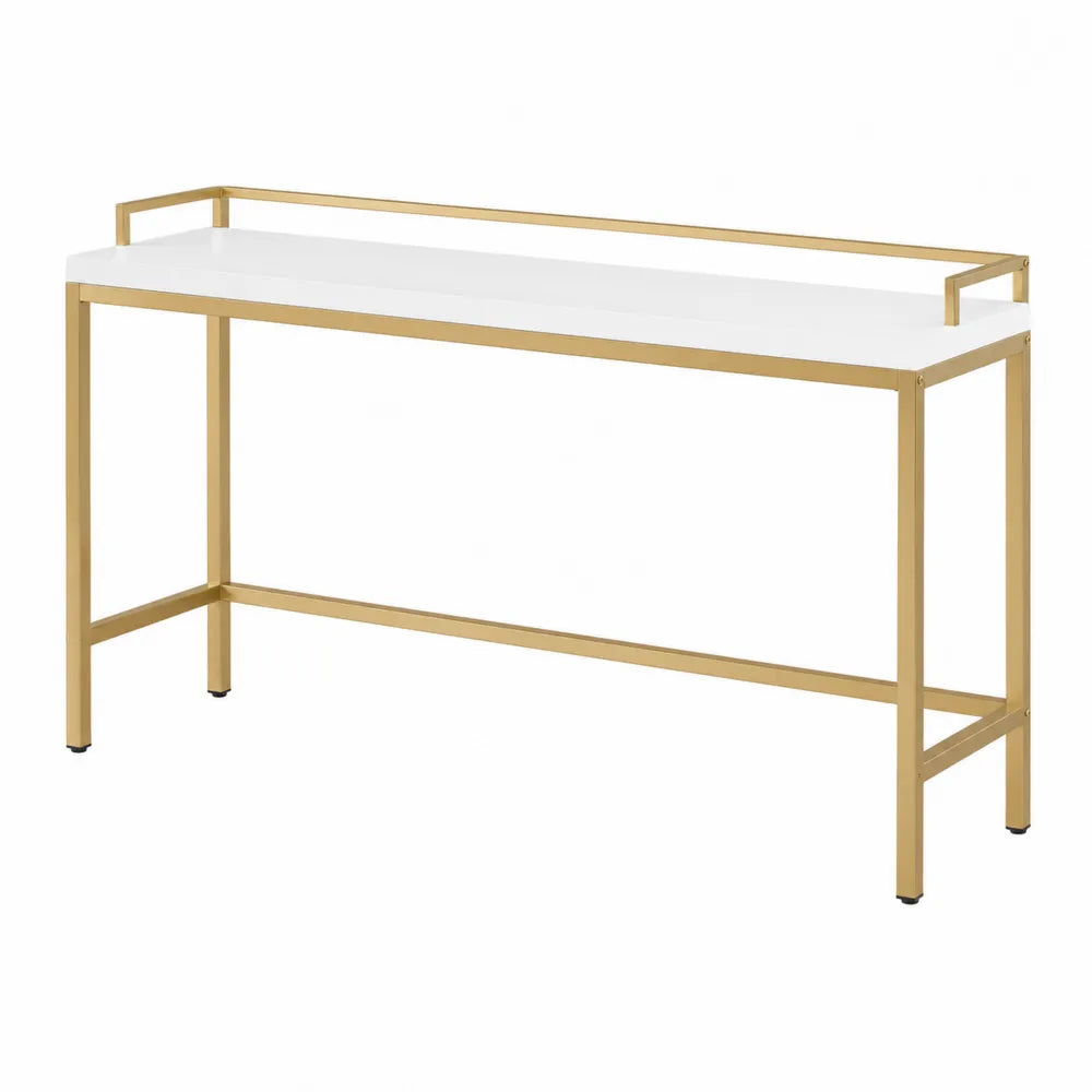 Console Rectangulaire en Bois et M¨¦tal Dor¨¦