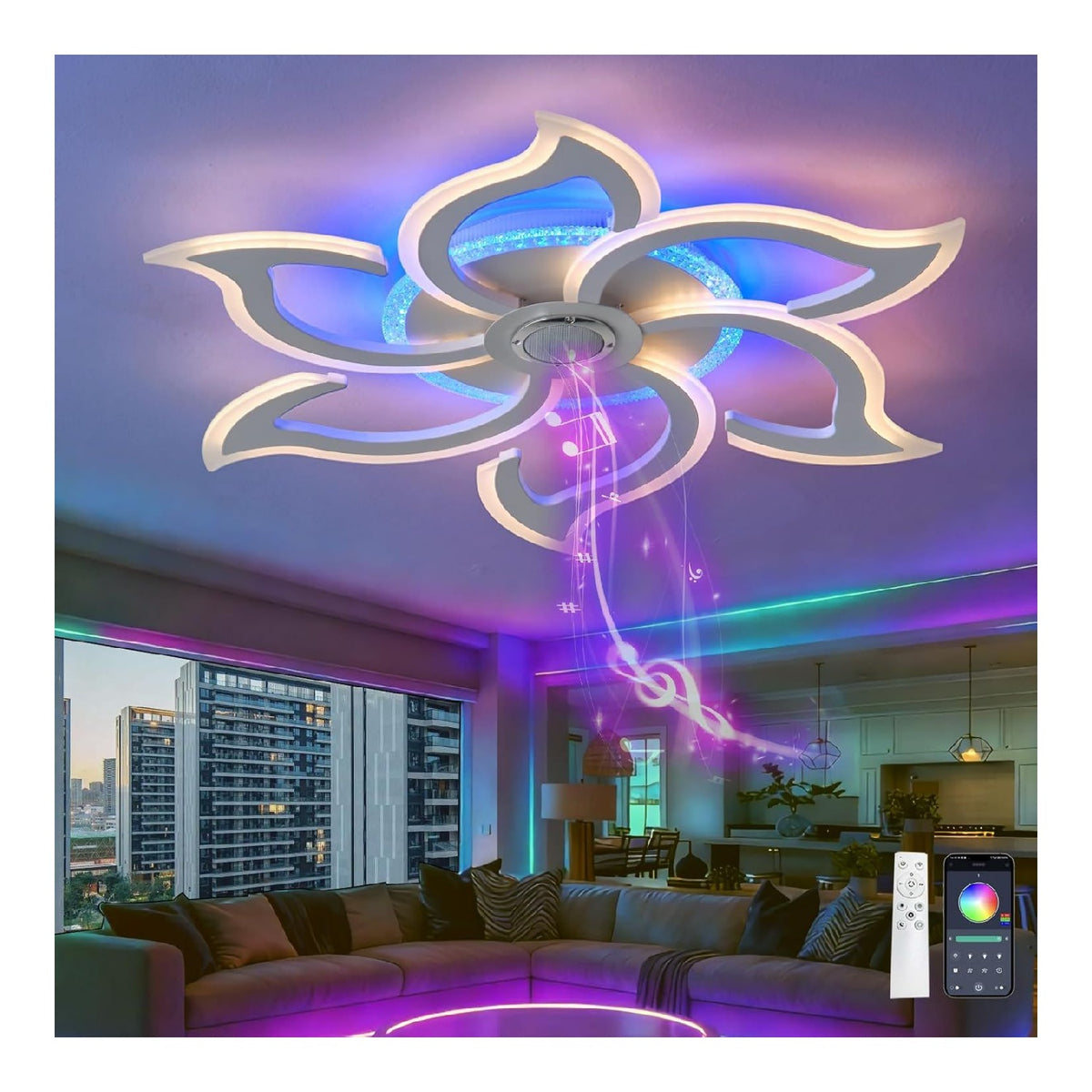 Luminaire Blanc et Ambre a silhouette graphique de type lustre 3000 K