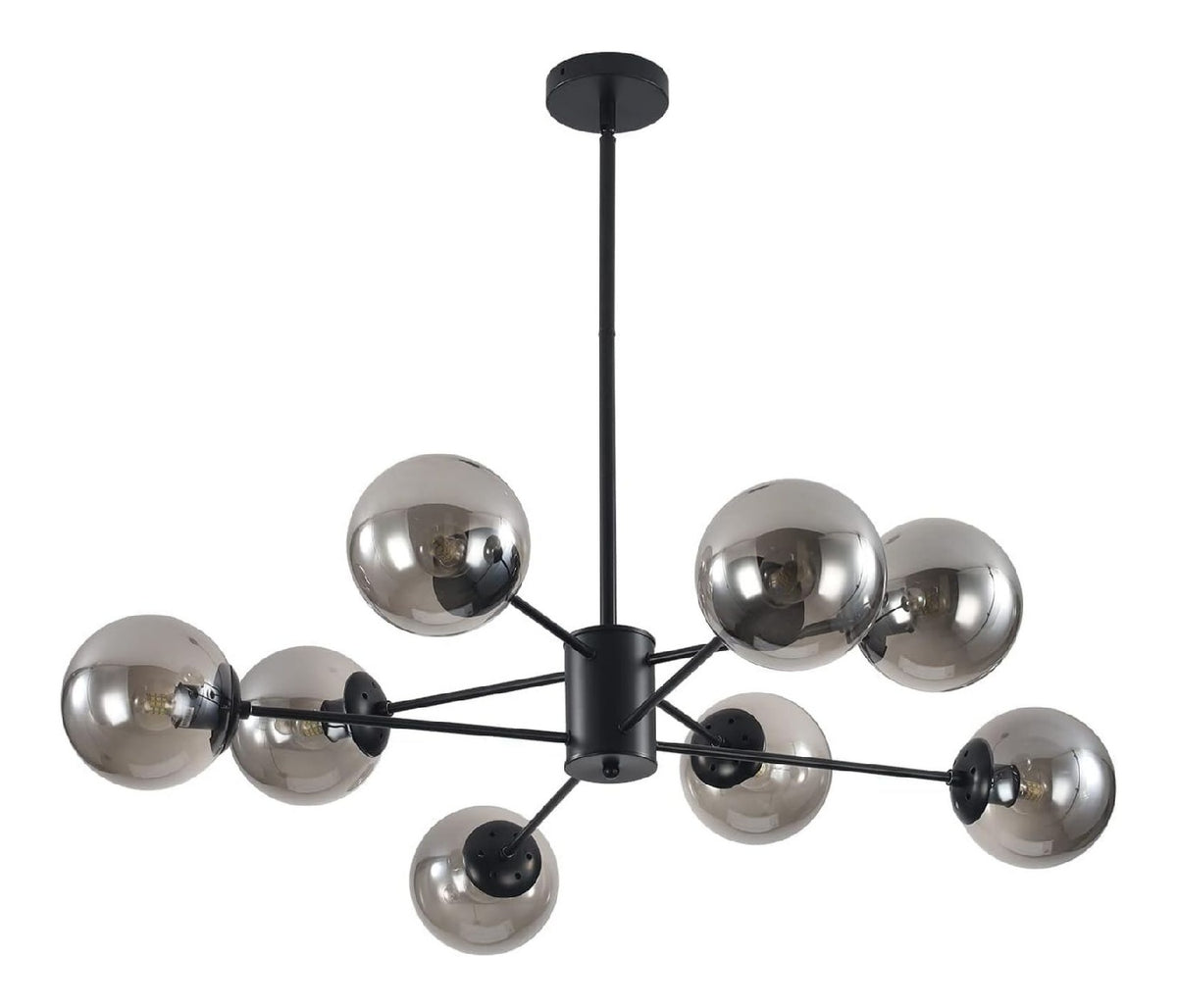 Suspension Noir et Gris a presence elegante et lumiere agreable E27