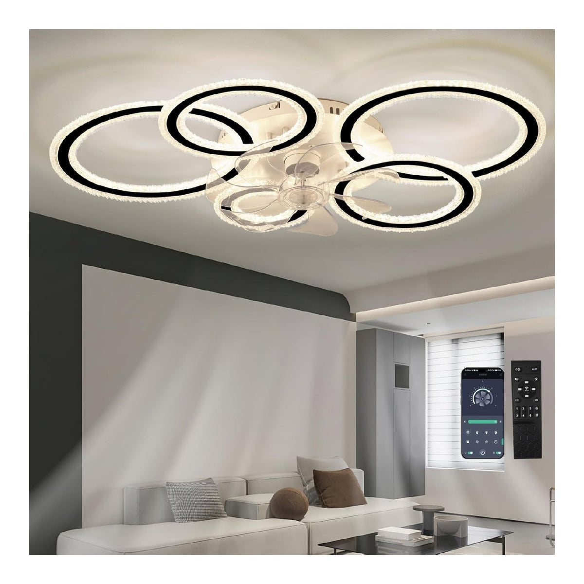 Luminaire Noir et Blanc aux lignes epurees avec eclairage confortable